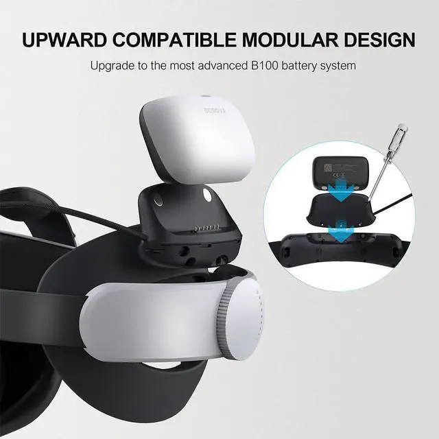 Alt view image 2 of 7 - BOBOVR B100U Upgrade Kit for M1/M2/M3 Strap VR Accessories Compitable with Quest 3 10000mAh Hot-Swap Battery 20W Fast Charging