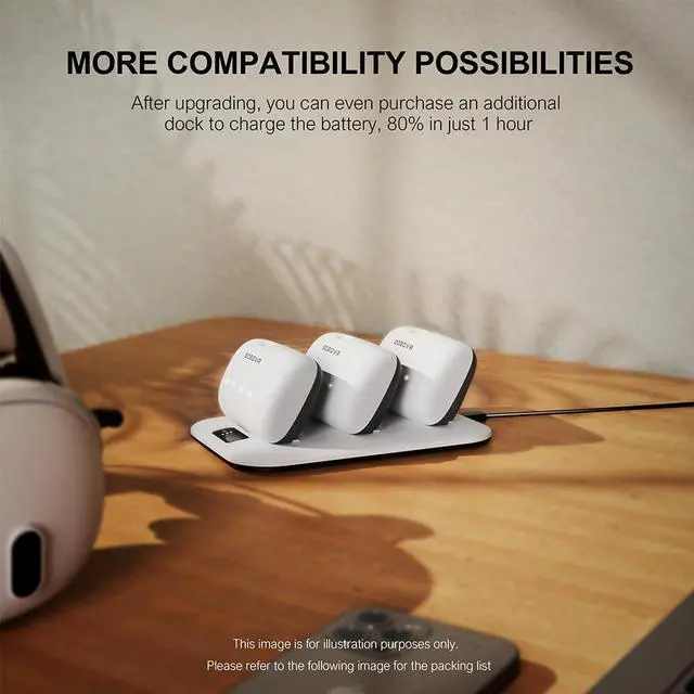 Alt view image 6 of 7 - BOBOVR B100U Upgrade Kit for M1/M2/M3 Strap VR Accessories Compitable with Quest 3 10000mAh Hot-Swap Battery 20W Fast Charging