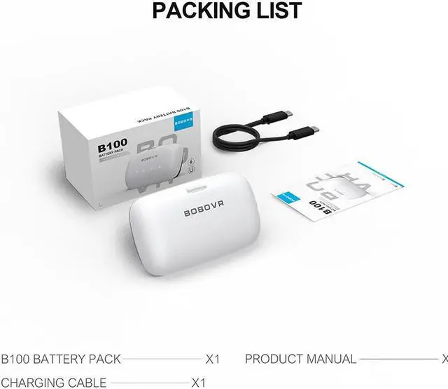 Alt view image 5 of 5 - BOBOVR B100 Battery Pack Replacement Battery for BOBOVR S3 Pro 10000mAh Hot-Swap Magnetic Battery Power Compatible Meta Quest 3