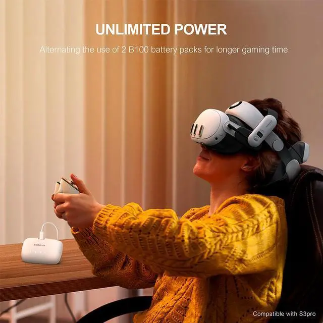 Alt view image 4 of 5 - BOBOVR B100 Battery Pack Replacement Battery for BOBOVR S3 Pro 10000mAh Hot-Swap Magnetic Battery Power Compatible Meta Quest 3