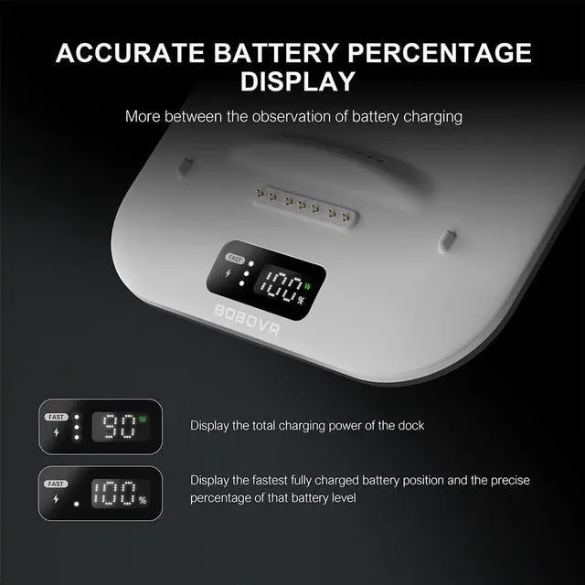 Alt view image 4 of 6 - BOBOVR BD3 Charging Dock For B100 Battery Pack Fast Charging Station 30W Power For Quest3 VR Accessories 0-80% in Just 1 Hour