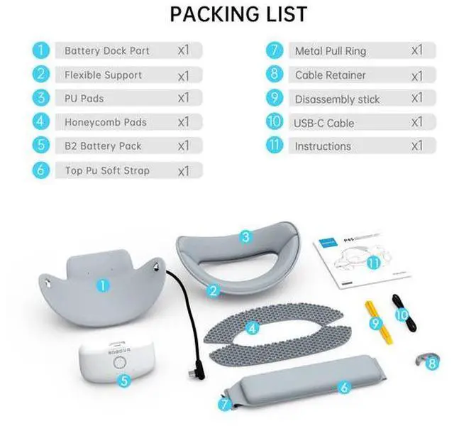 Alt view image 6 of 6 - BOBOVR P4S Head Strap For PICO 4 Ultra & Ultra Enterprise VR Headset with Magnetic B2 Pack and Honeycomb Pads
