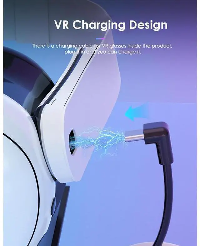 Alt view image 3 of 7 - Sovawin For Meta Quest 3s/3 Head Strap Stand VR Accessories VR Glasses Game Grips Storage Rack RGB Light Mode Charging Base for quest 2 White