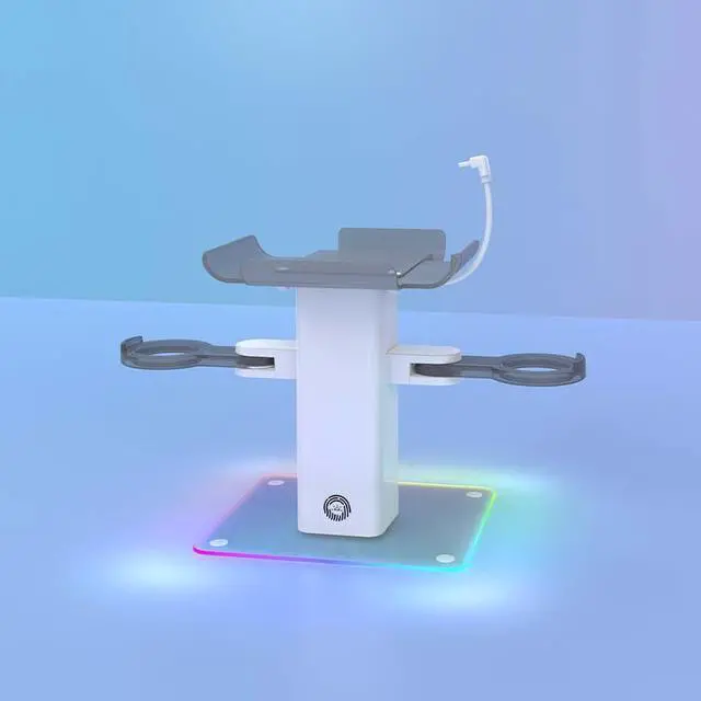 Alt view image 2 of 7 - Sovawin For Meta Quest 3s/3 Head Strap Stand VR Accessories VR Glasses Game Grips Storage Rack RGB Light Mode Charging Base for quest 2 White