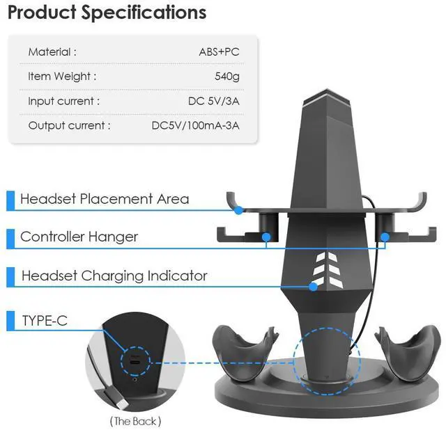 Alt view image 4 of 6 - Sovawin VR Glasses Charging Station Storable Gamepad VR Device Accessories Desktop Display Stand For Quest2/Quest3/Quest3s