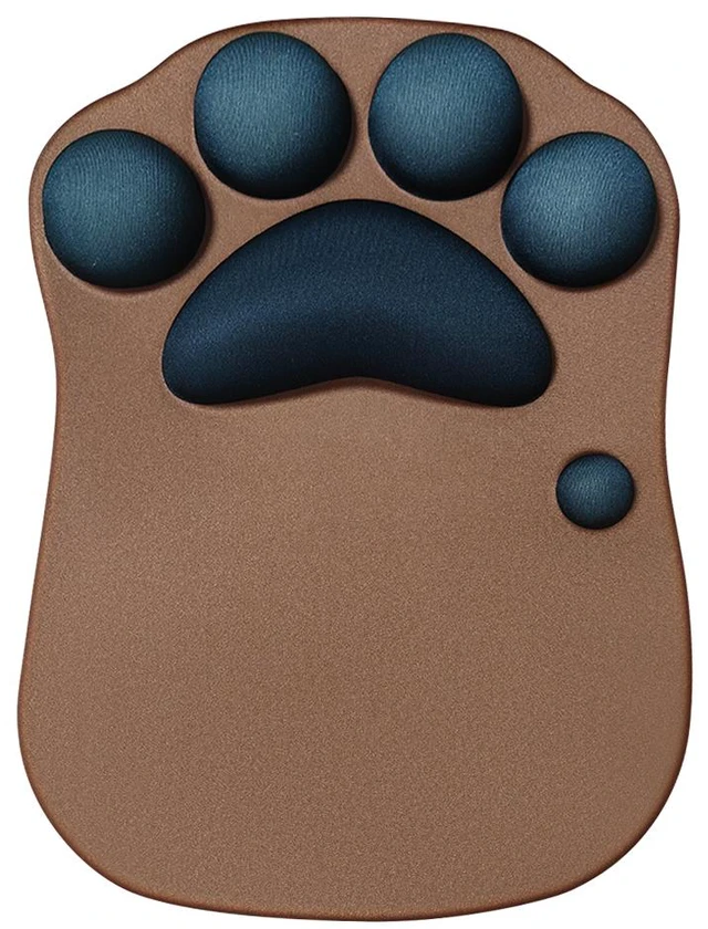 Main image of Cat Paw Shaped Mousepad with Wrist Rest Rubber Bottomed Silicone Filled Ergonomic Design for Comfortable Computer Gaming Brown