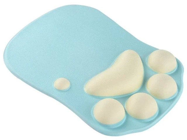 Main image of Cat Paw Shaped Mousepad with Wrist Rest Rubber Bottomed Silicone Filled Ergonomic Design for Comfortable Computer Gaming Green