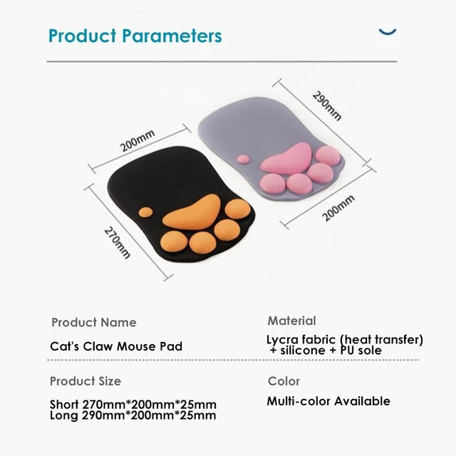 Alt view image 7 of 7 - Cat Paw Shaped Mousepad with Wrist Rest Rubber Bottomed Silicone Filled Ergonomic Design for Comfortable Computer Gaming Green