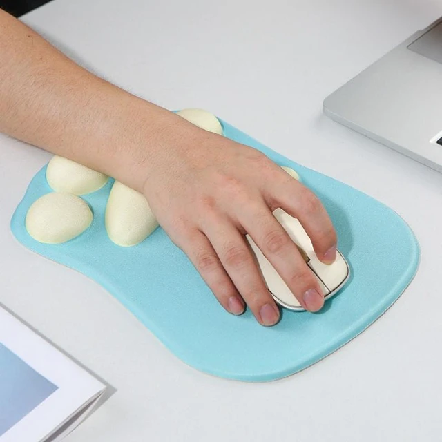 Alt view image 3 of 7 - Cat Paw Shaped Mousepad with Wrist Rest Rubber Bottomed Silicone Filled Ergonomic Design for Comfortable Computer Gaming Green