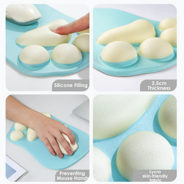 Alt view image 6 of 7 - Cat Paw Shaped Mousepad with Wrist Rest Rubber Bottomed Silicone Filled Ergonomic Design for Comfortable Computer Gaming Brown Wine Red
