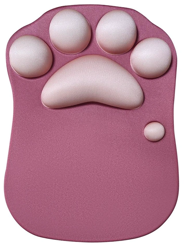 Main image of Cat Paw Shaped Mousepad with Wrist Rest Rubber Bottomed Silicone Filled Ergonomic Design for Comfortable Computer Gaming Brown Wine Red