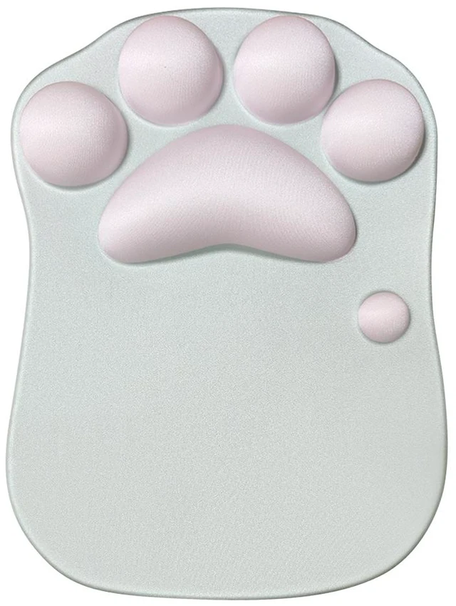Main image of Cat Paw Shaped Mousepad with Wrist Rest Rubber Bottomed Silicone Filled Ergonomic Design for Comfortable Computer Gaming Grey