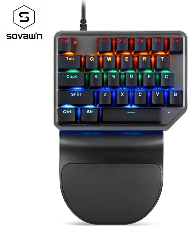 Main image of SOVAWIN Computer Keyboards Numeric Keypad Gaming Mechanical Keyboard 27 Keys Wired Single Handed Numpad Computer Keyboard Red Switch For Laptop
