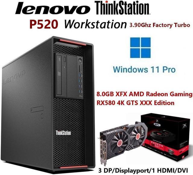 Refurbished: Lenovo P520 ThinkStation PC(Fast @/64GB  Ram/ SSD/ AMD Radeon RX580 GTS Gaming/W11) Desktop Computers -  