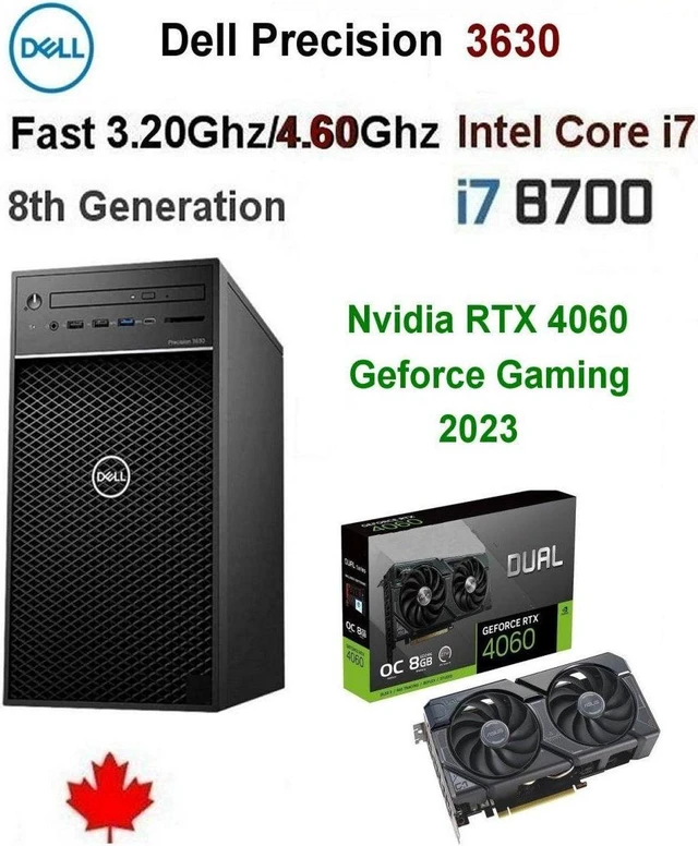 ゲーミング PC DELL Presision 8700K + RTX 4060 Refurbished: Dell RTX-4060 Precision i7-8700 Gaming PC(Fast 3.20