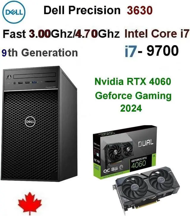 Main image of RTX-4060 Dell Precision i7-9700 Gaming PC(Fast 3.00Ghz@4.70Ghz Intel i7/16.0GB Ram/1.0TB SSD/8.0GB Nvidia Geforce RTX 4060 Gaming Edition/Windows 11 Pro)