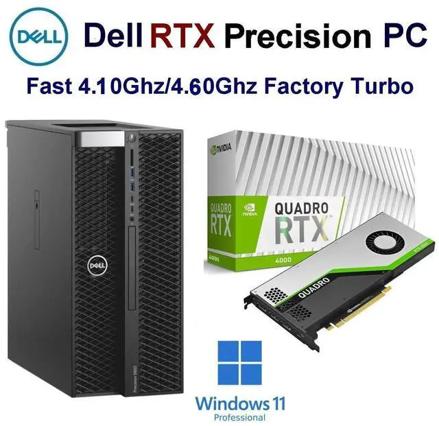 Main image of Fast 4.10Ghz/4.60Ghz Dell Precision RTX Workstation PC 64GB Ram/1.0TB SSD Storage/8.0GB Nvidia RTX 4000 8K Quad/Windows 11 Pro