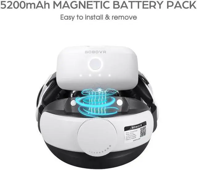 Alt view image 2 of 5 - BOBOVR B2 Battery Pack Replacement Spare Battery for M1 M2 Pro 5200mAh Power Increase 3 hrs Time for Quest 2 Magnetic connection