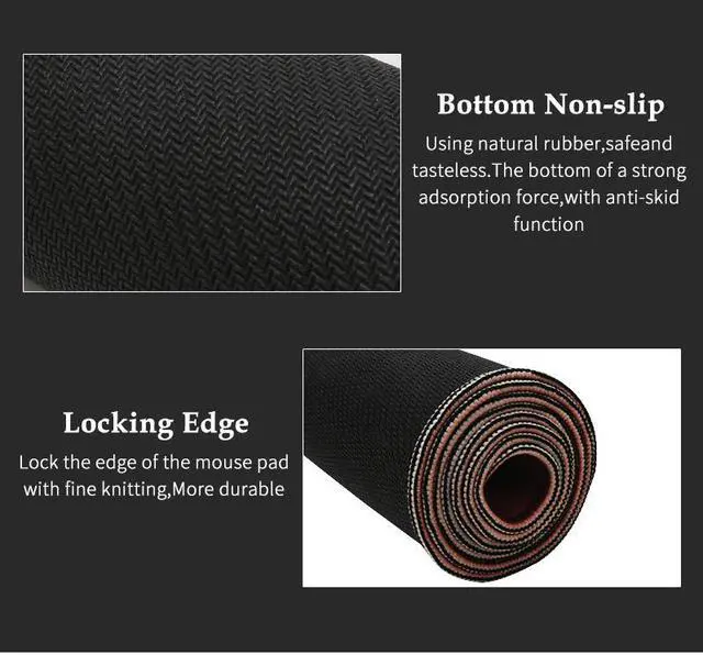 Alt view image 3 of 3 - Lockedge Mouse Pad Non-Slip Computer Gamer Keyboard XL Mousepad Natural Rubber Large Soft Desk Mat for Gaming Laptop Table Pads