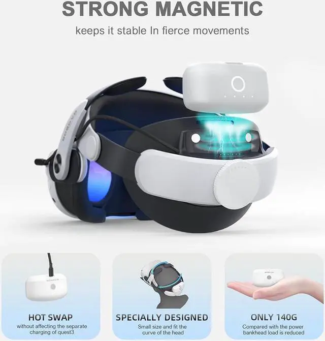 Alt view image 5 of 6 - BOBOVR M3 Pro Head Strap Compatible with Meta Quest 3 Magnetic Battery Pack Elite Replacement Strap For Quest 3 VR Accessories