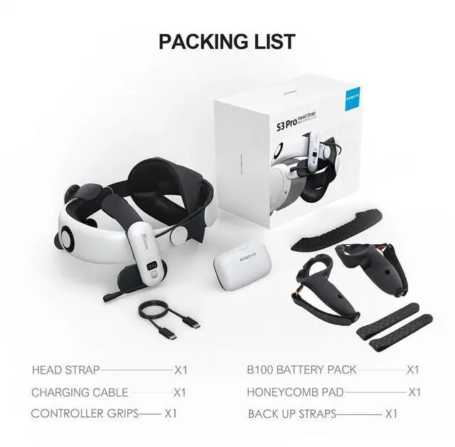 Alt view image 6 of 6 - BOBOVR S3pro Cooling Fan Head Strap and G3 Grips Protective Covers Compatible with Quest 3/Quest 3S VR Glasses Accessories