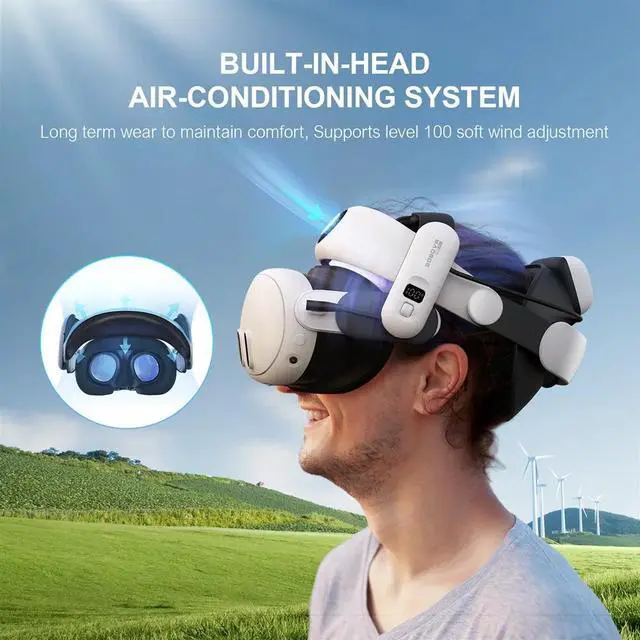 Alt view image 2 of 6 - BOBOVR S3pro Cooling Fan Head Strap and G3 Grips Protective Covers Compatible with Quest 3/Quest 3S VR Glasses Accessories