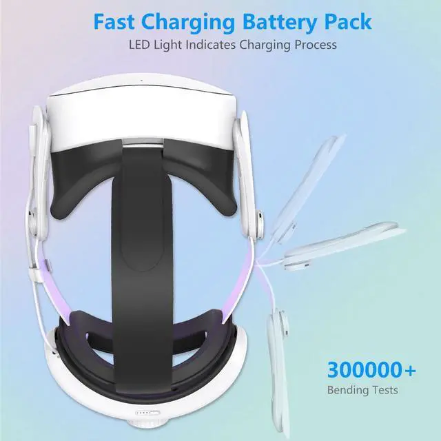 Alt view image 7 of 7 - Sovawin For Meta quest 3s RGB Charging Headstrap 12000mAh Internal Battery Knob Adjustable Head Strap White
