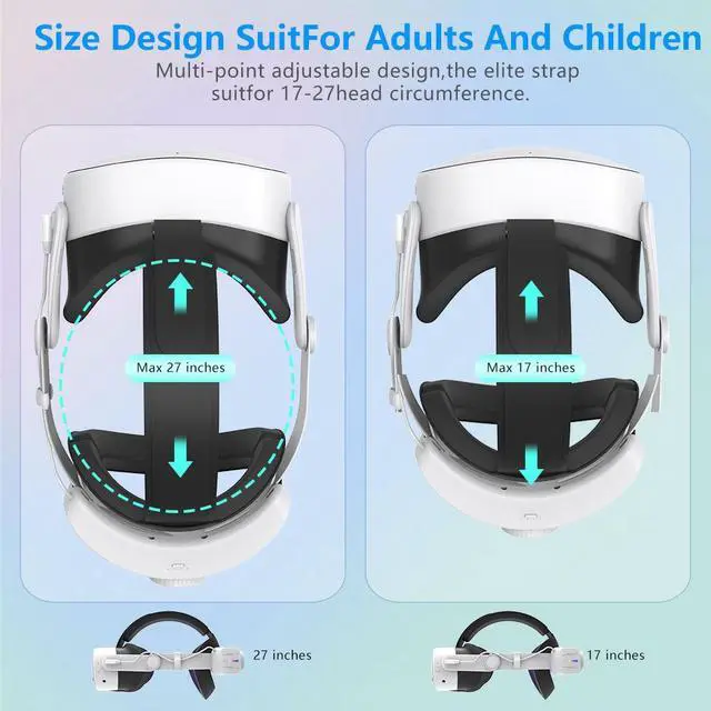 Alt view image 5 of 7 - Sovawin For Meta quest 3s RGB Charging Headstrap 12000mAh Internal Battery Knob Adjustable Head Strap White