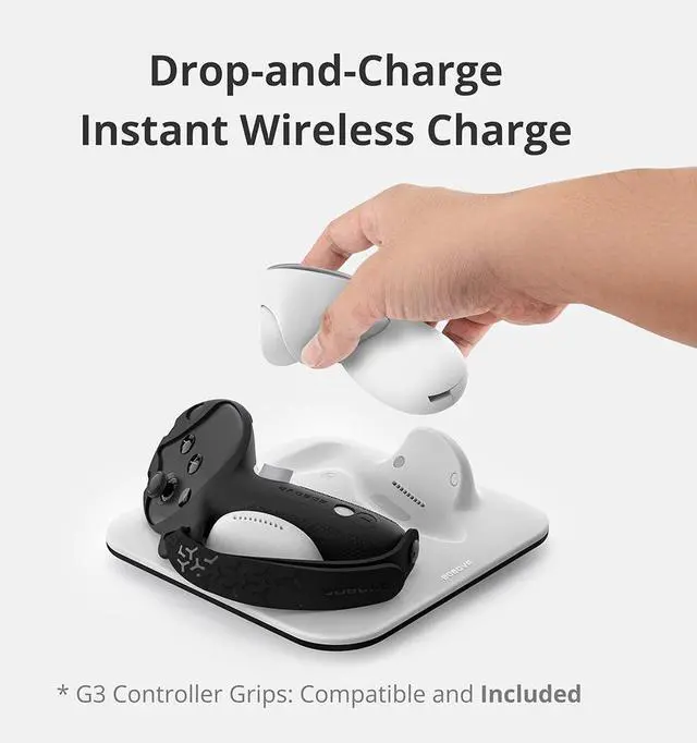 Alt view image 2 of 6 - BOBOVR CD3 Controller Charging Dock Wireless Magnetic Attraction Station Grips Combo Compatible with Meta Quest 3/3S Controllers