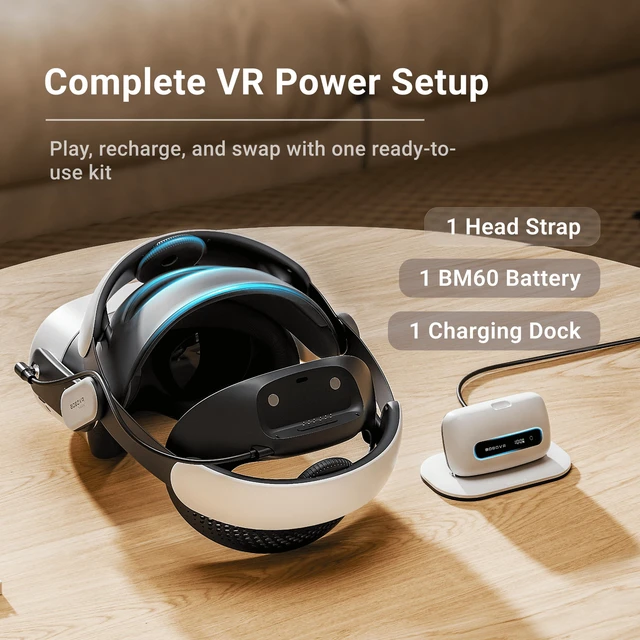 Alt view image 2 of 7 - BOBOVR M3 Pro+ 6500mAh Battery Head Strap Compatible with Meta Quest 3/Quest 3s Comfort and Stability with Charging Dock