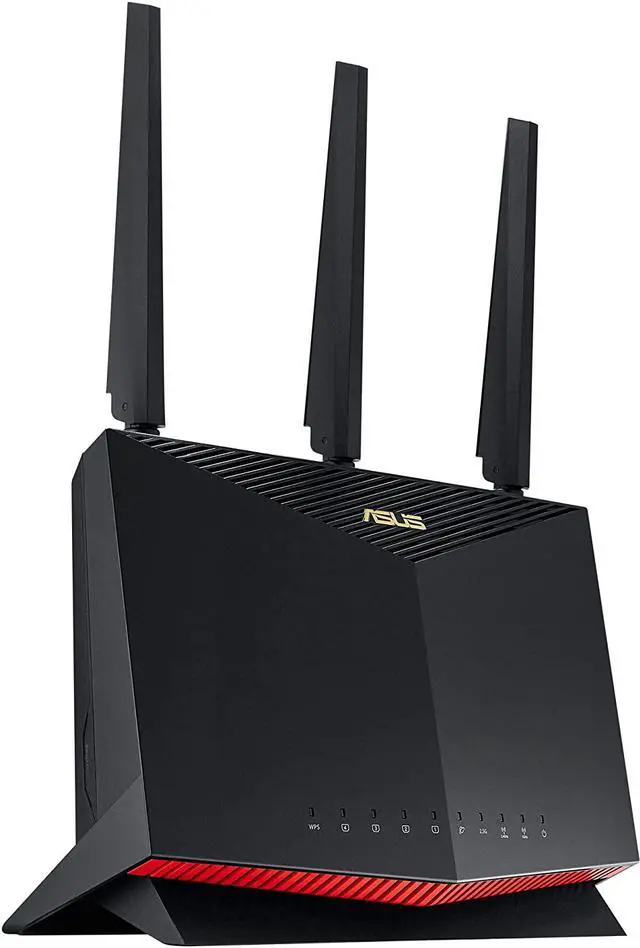Main image of ASUS RT-AX86U AX5700 Dual Band WiFi 6 Gaming Router 802.11ax, up to 2500sq ft & 35+ Devices, Mobile Game Mode, Lifetime Free Internet Security, Mesh WiFi support, Gaming Port, Adaptive QoS (2nd hand)