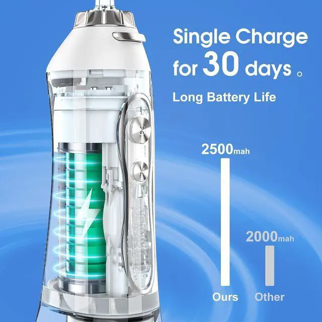 Alt view image 3 of 7 - h2ofloss Water Dental Flosser for Teeth w/ Fresh Breath Tablets Portable Oral Irrigator for Travel