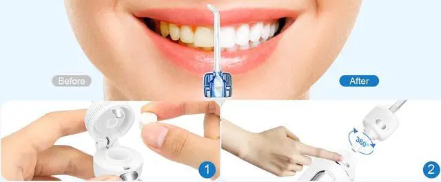 Alt view image 7 of 7 - h2ofloss Water Dental Flosser for Teeth w/ Fresh Breath Tablets Portable Oral Irrigator for Travel