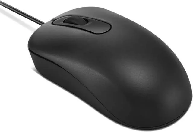 Alt view image 2 of 7 - Lenovo 100 Wired USB Computer Mouse for PC, Laptop, Computer with Windows - Full-Size - Ambidextrous Design - 3 Buttons - Red Optical Sensor - Black