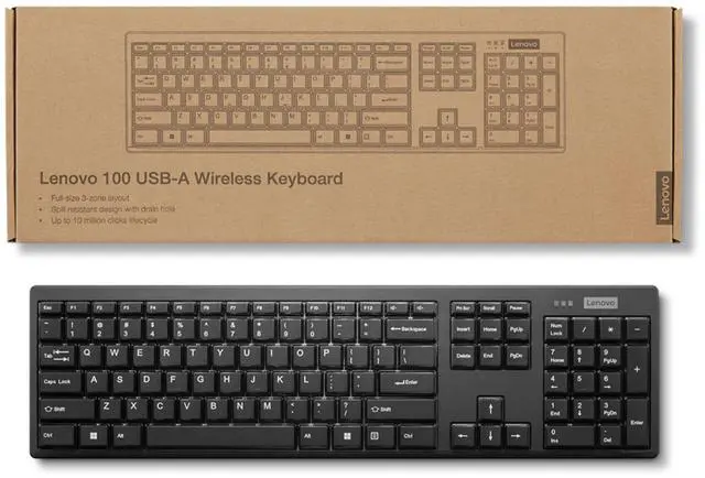 Alt view image 6 of 6 - Lenovo 100 USB-A Wireless Keyboard - US English