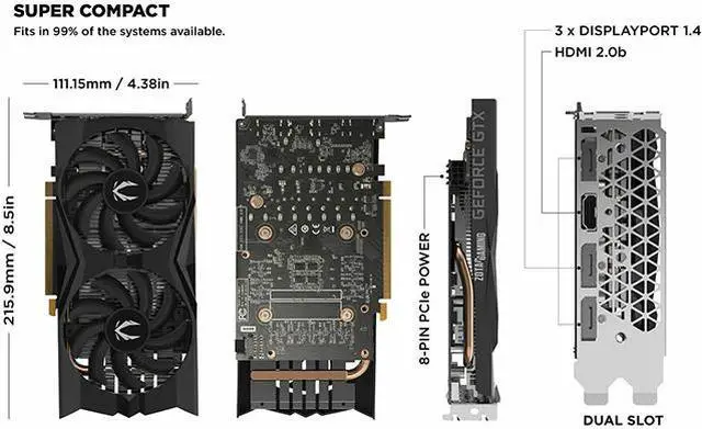 Alt view image 4 of 5 - Zotac Gaming GeForce GTX 1660 6GB GDDR5 192-bit Graphics Card (ZT-T16600K-10M)