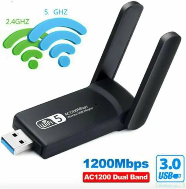 Main image of 1200Mbps Long Range AC1200 Dual Band 5GHz Wireless USB 3.0 WiFi Adapter Antennas