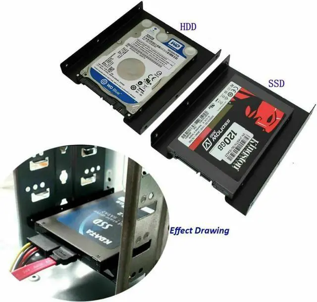 Alt view image 5 of 6 - 2PARK 2.5" to 3.5" Bay SSD Metal Hard Drive HDD Mounting Bracket Adapter Dock / Tray