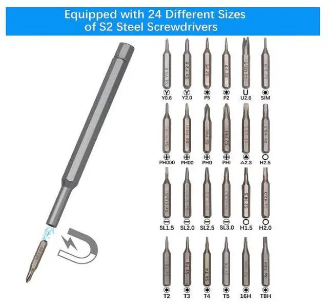 Alt view image 2 of 4 - 24 in 1 Small Screwdriver Sets, Precision Screwdriver Set for Electronics, Magnetic Mini Screwdriver Set, Micro Screwdriver Kit For Repairing Eyeglasses Watches Electronics Computer, tasainu