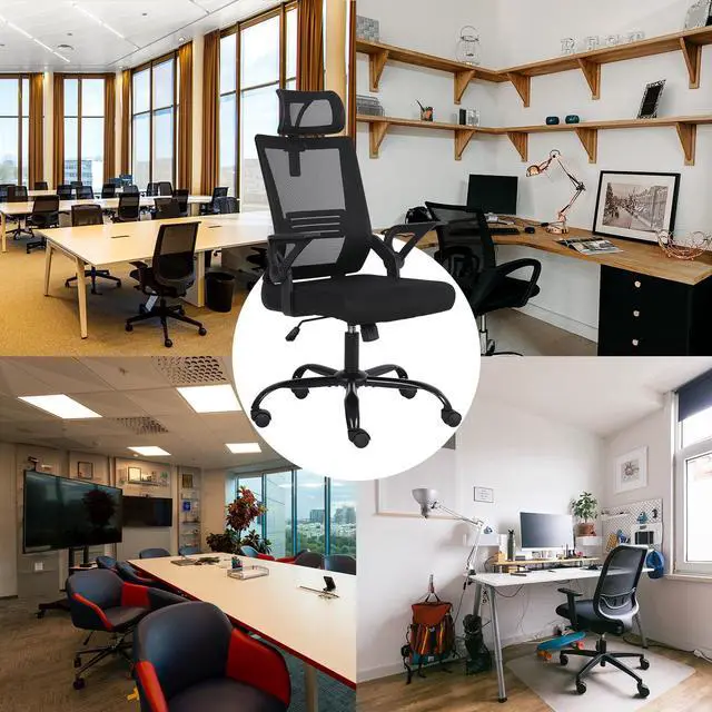 Alt view image 7 of 7 - Ergonomic office chair, breathable mesh chair with lumbar support, comfortable computer chair