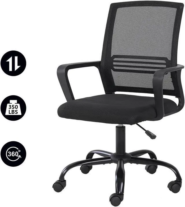 Alt view image 2 of 7 - Mesh chair home office chair mesh computer chair liftable swivel chair for office, home, school (black)