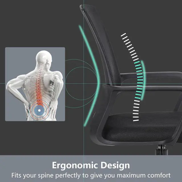 Alt view image 5 of 7 - Mesh chair home office chair mesh computer chair liftable swivel chair for office, home, school (black)