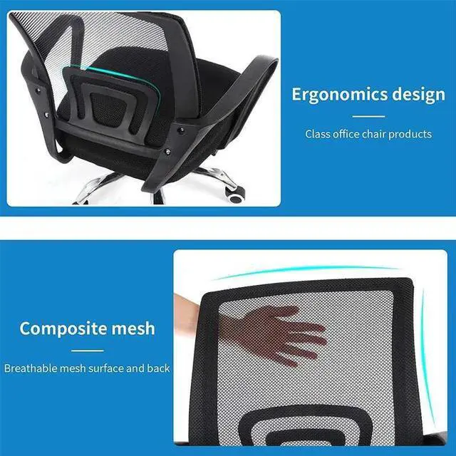 Alt view image 6 of 7 - Mesh chair home office chair mesh computer chair liftable swivel chair for office, home, school (black)