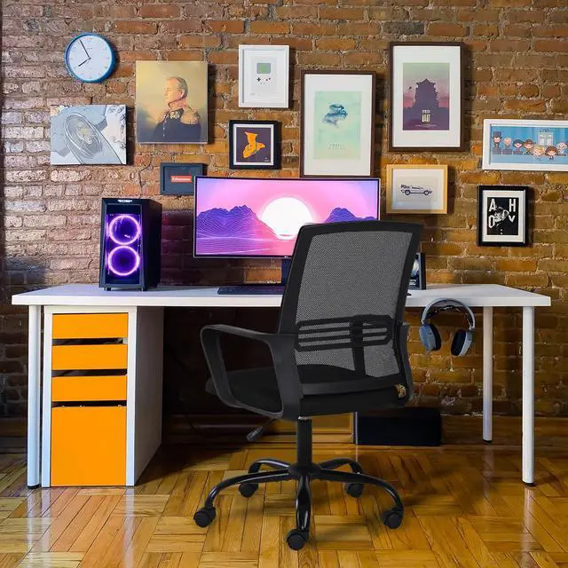 Alt view image 7 of 7 - Mesh chair home office chair mesh computer chair liftable swivel chair for office, home, school (black)