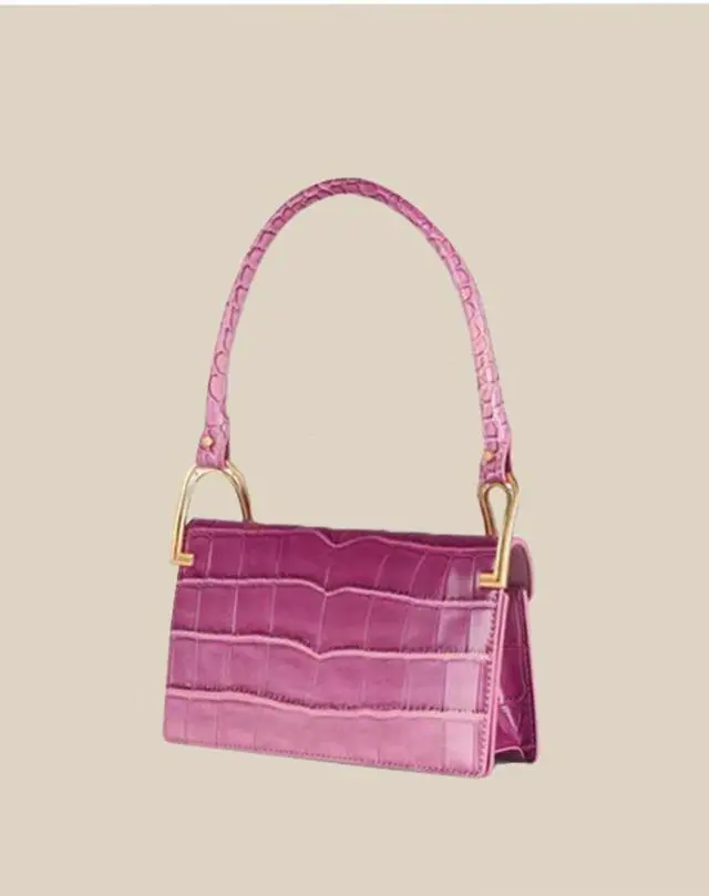 Main image of Pink/green/ White Crocodile Pattern Leather Bag Shoulder Handbag Underarm Bag