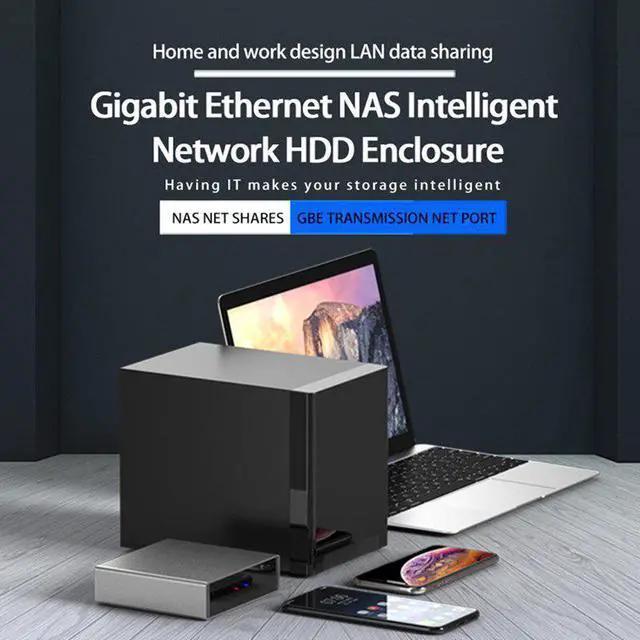 Alt view image 2 of 5 - Disks HDD Enclosure 3.5'' NAS Disk Box Gigabit Ethernet Max 70MB/s Wireless Speed External USB3.0 LAN Port Exclusive App