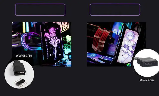 Alt view image 5 of 6 - Customizable GPU Bracket VGA Support 5V ARGB 3PIN / 12V RGB 4PIN MOBO AURA SYNC Colorful For Graphics card