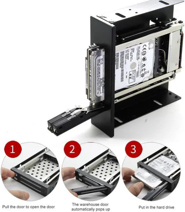 Alt view image 4 of 5 - Case Holder Internal Dual Bay 2.5inch SATA SSD Hard Drive Enclosure Tray Mobile Rack