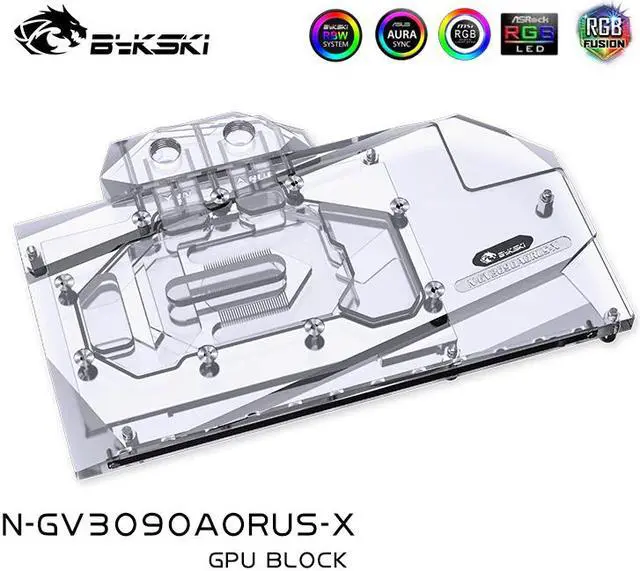 Alt view image 8 of 8 - Bykski Full Coverage GPU Water Block and Backplate for Gigabyte AORUS RTX 3080/3090 Master (N-GV3090AORUS-X)