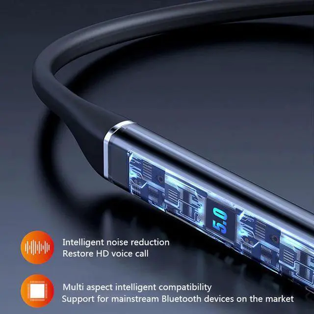 Alt view image 3 of 5 - 100 hours Wireless Earphone Bluetooth Magnetic Neckband Headphone IPX5 Waterproof Sport Headset Noise Cancelling Micophone